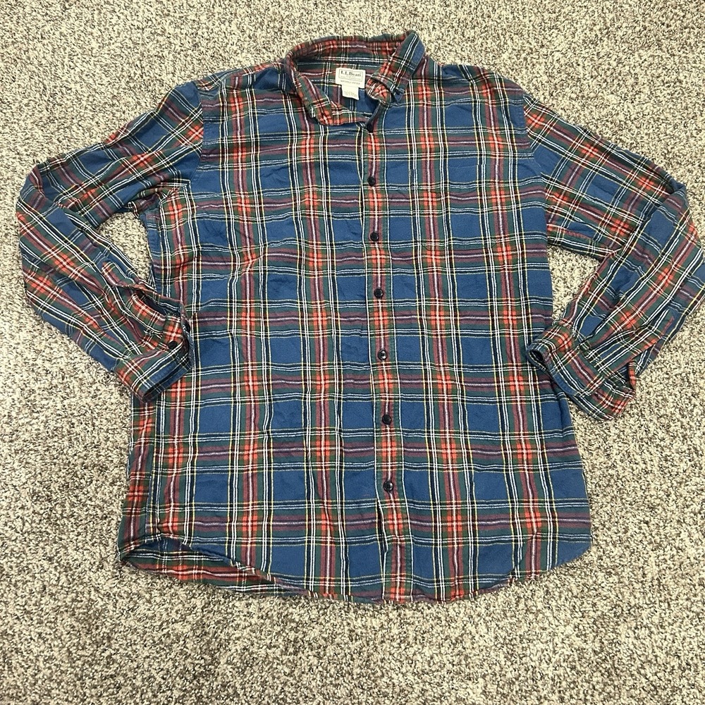 LL Bean Flannel Shirt Men's Large Slightly Fitted Outdoors Burton Down